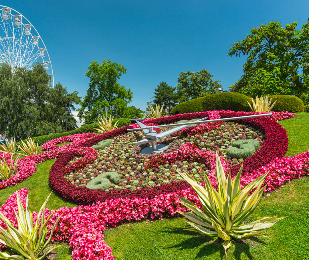 Geneva Flower Clock and historic watchmaking landmarks in the city